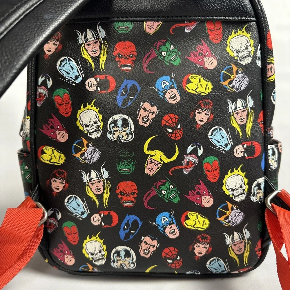 Loungefly Marvel 80th Anniversary Mini Backpack Comic Character Faces Bag Heros